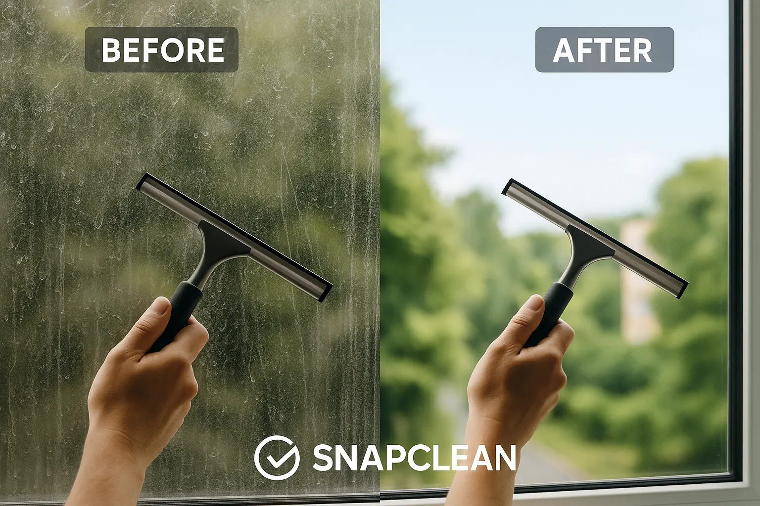 Window cleaning before and after